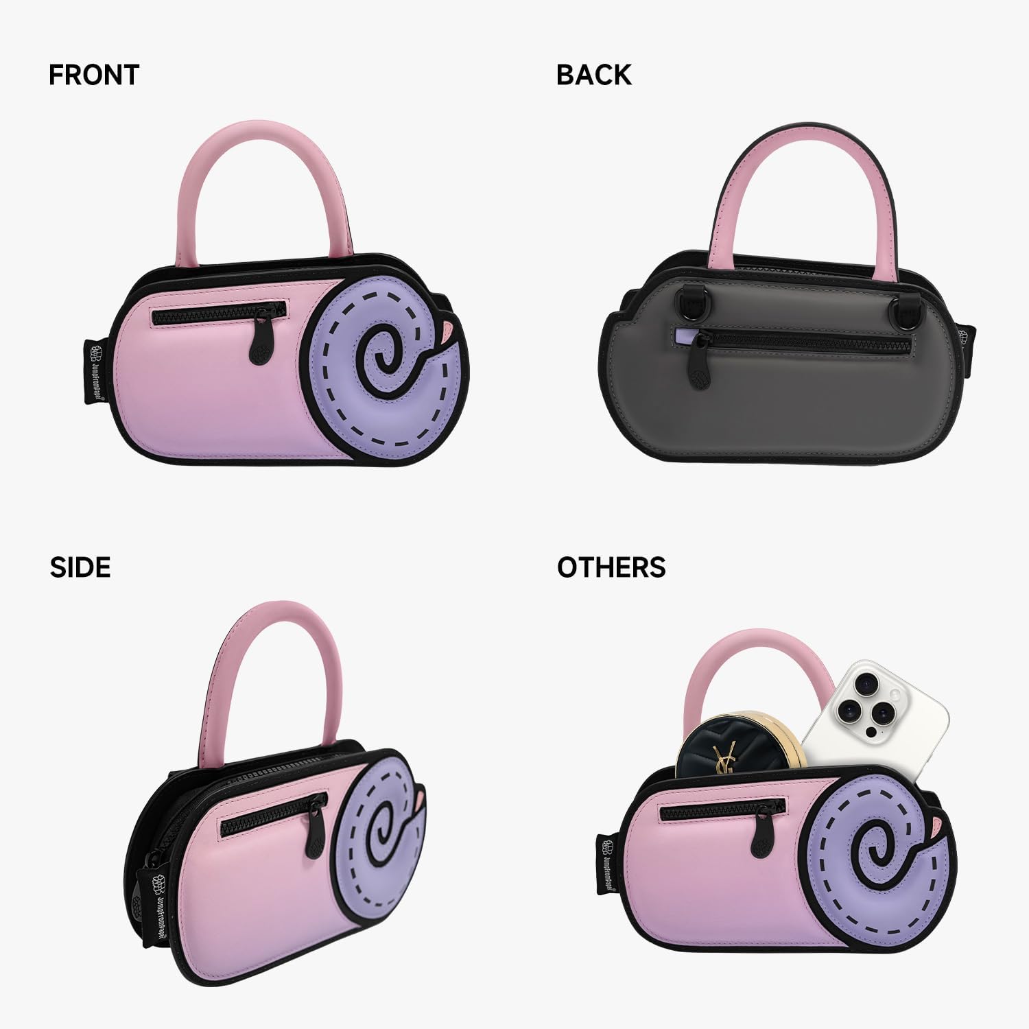 2D Cartoon Crossbody Bag (Rollie) - Fun Pop Art, Trendy Cross Body Shoulder Bags for Women, Senor Year, for Daily and Travel - Image 5