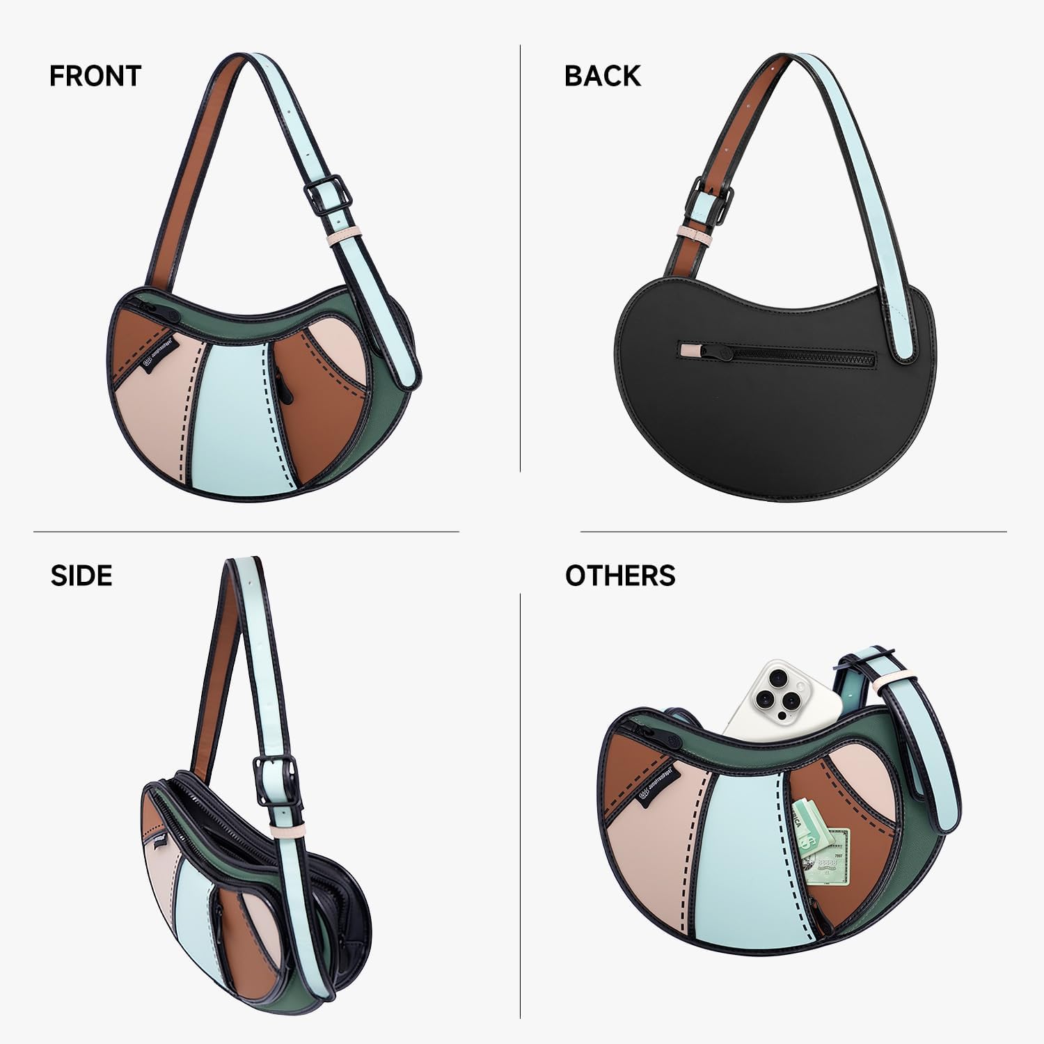 2D Cool Cartoon Tote Bag (Croissant) \u2013 Fun Pop Art Aesthetic, Cute Shoulder Bags for Women - Image 5