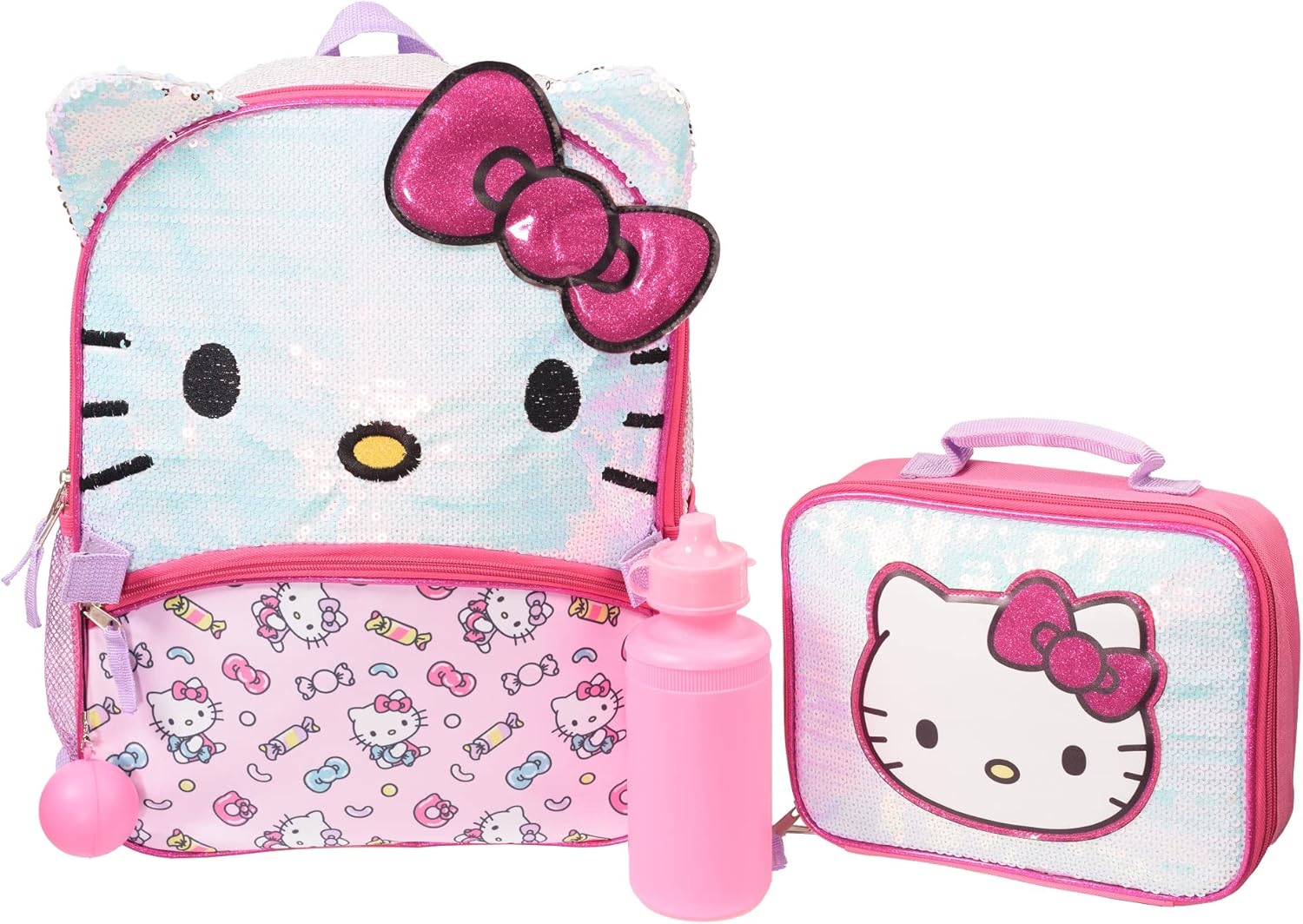 AI ACCESSORY INNOVATIONS Sanrio\u2019s Cinnamoroll 5 Piece Backpack Set, Hello Kitty Kawaii Flip Sequin Girls School Bag with Front Zip Pocket, 2 Side Mesh Pockets, Blue - Image 16