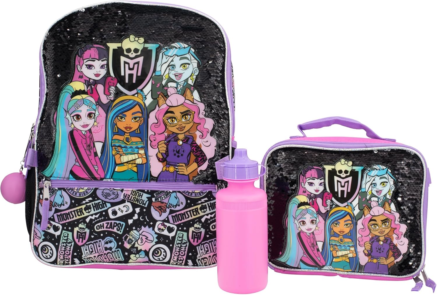 AI ACCESSORY INNOVATIONS Sanrio\u2019s Cinnamoroll 5 Piece Backpack Set, Hello Kitty Kawaii Flip Sequin Girls School Bag with Front Zip Pocket, 2 Side Mesh Pockets, Blue - Image 11