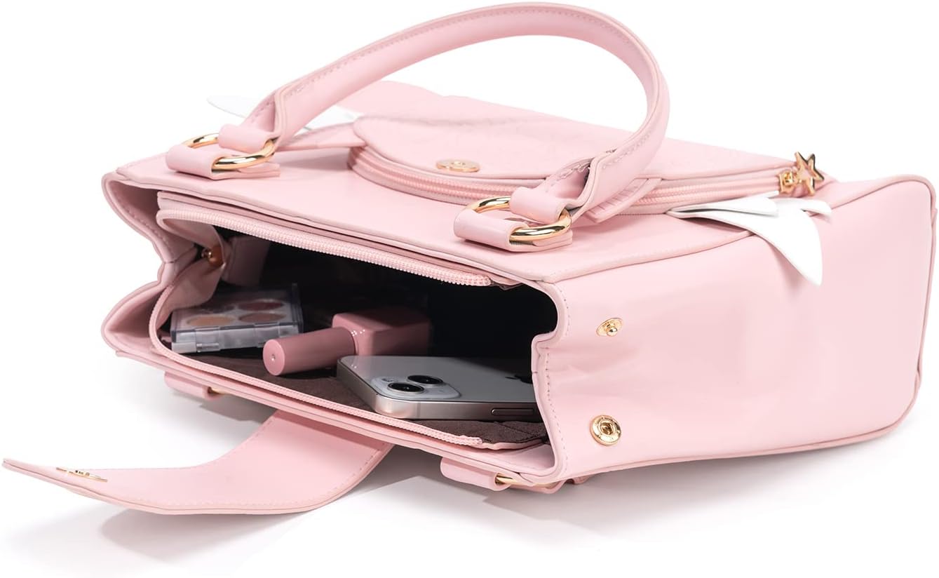 BelugaDesign Sakura Purse | Cute Pastel Pink Kawaii Girls Women Crossbody Shoulder Bag | Princess Cardcaptor Moon Anime Heart Wing Handbag | Faux Leather Vegan Birthday Gift with Straps and Pockets - Image 5