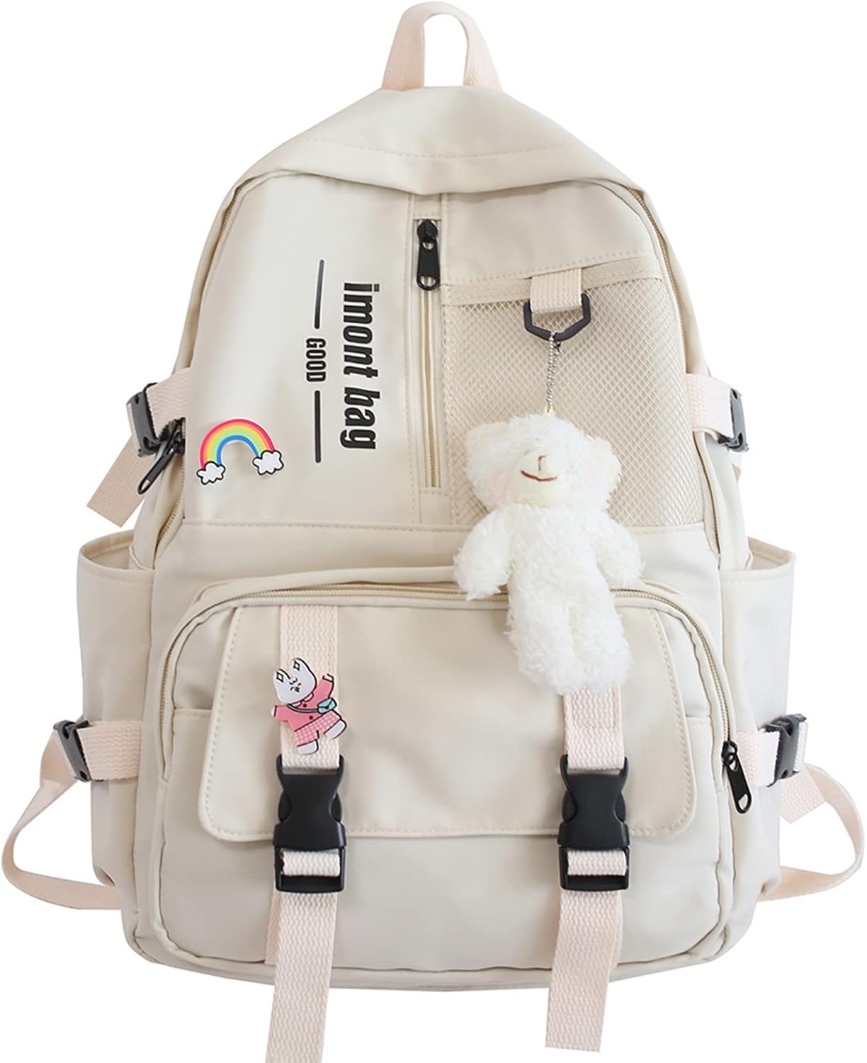Bopchk Cute Girl Waterproof Backpack Nylon School Bag Kawaii Female Laptop Bag Women College Student Mesh Backpack Fashion - Image 8