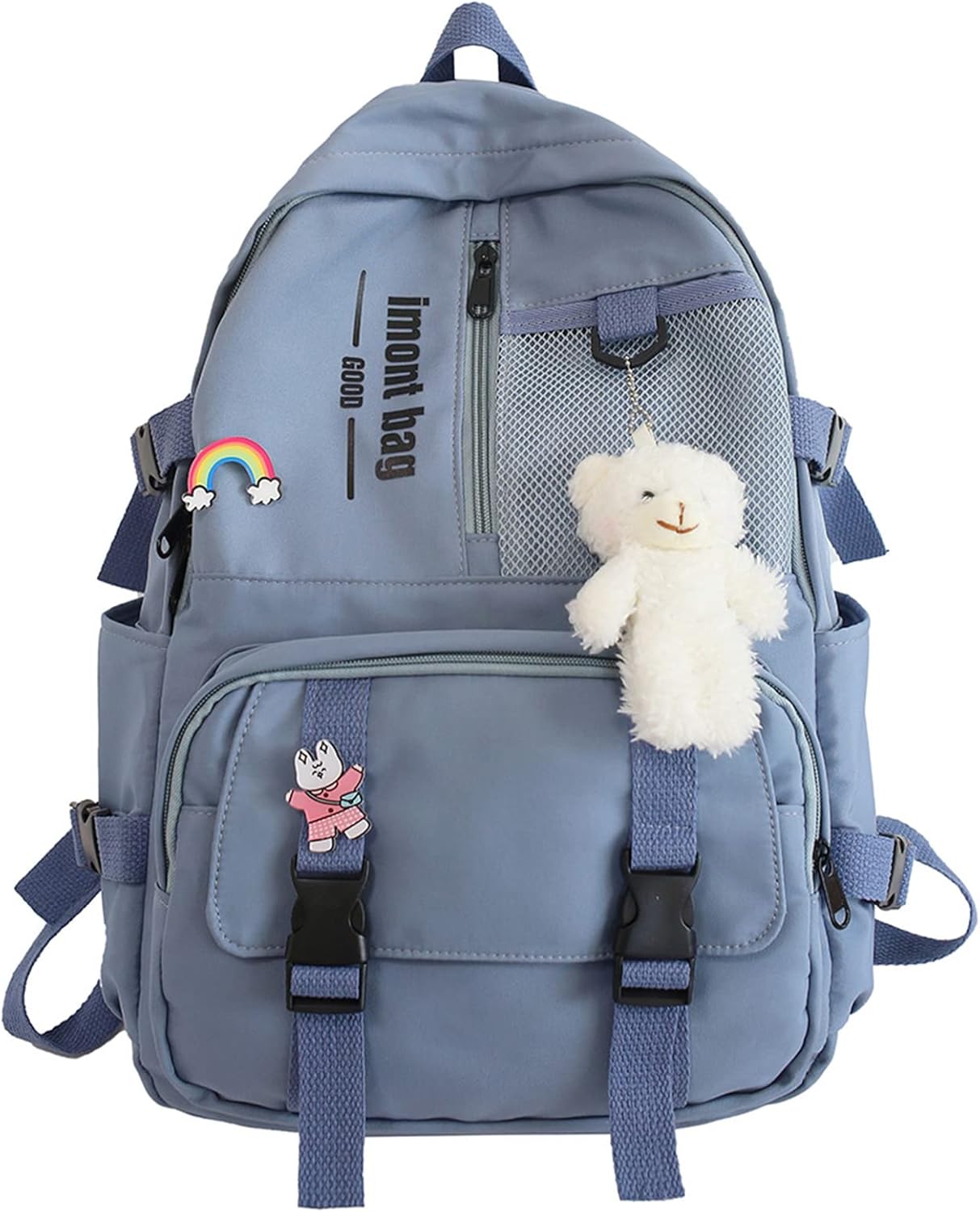 Bopchk Cute Girl Waterproof Backpack Nylon School Bag Kawaii Female Laptop Bag Women College Student Mesh Backpack Fashion - Image 7