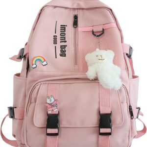 Bopchk Cute Girl Waterproof Backpack Nylon School Bag Kawaii Female Laptop Bag Women College Student Mesh Backpack Fashion
