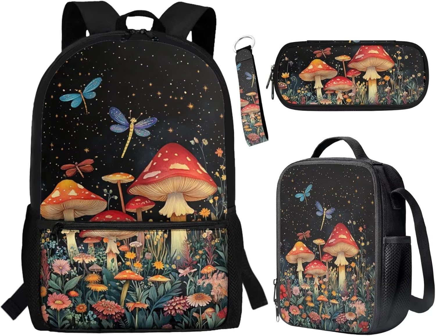 BYCHECAR Axolotl Backpack for Girls 10-12 with Lunchbox Lovely Kids Backpack Portable Lunch Bag Pencil Case Keychain Set Strawberry Pink Daypack Lunch Box Pen Bag Key Chain for Hiking - Image 25