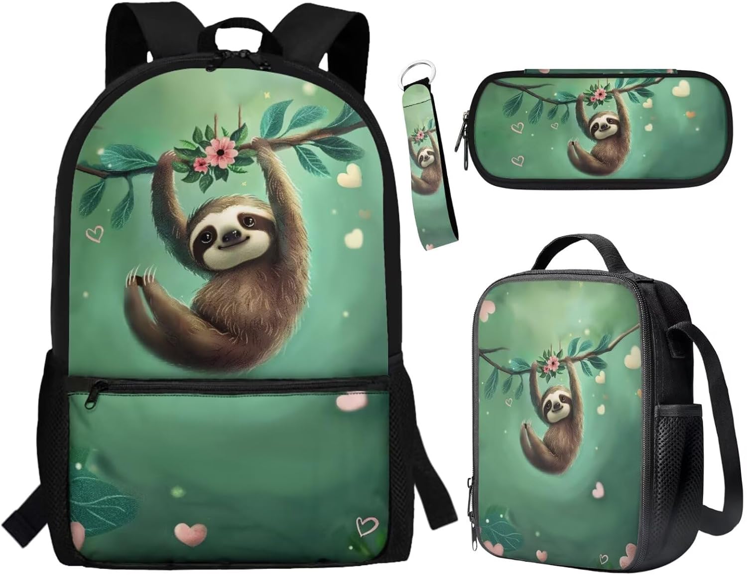 BYCHECAR Axolotl Backpack for Girls 10-12 with Lunchbox Lovely Kids Backpack Portable Lunch Bag Pencil Case Keychain Set Strawberry Pink Daypack Lunch Box Pen Bag Key Chain for Hiking - Image 14