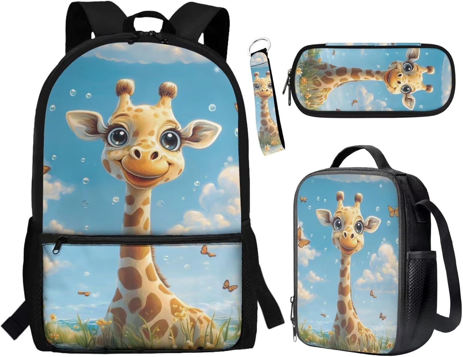 BYCHECAR Axolotl Backpack for Girls 10-12 with Lunchbox Lovely Kids Backpack Portable Lunch Bag Pencil Case Keychain Set Strawberry Pink Daypack Lunch Box Pen Bag Key Chain for Hiking - Image 17