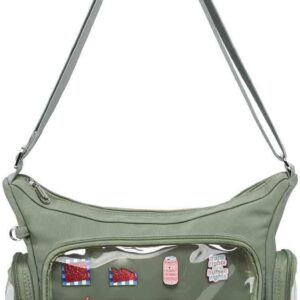Canvas Ita Bag Crossbody Shoulder Bag Kawaii Purses and Handbags with Anime Pins Display