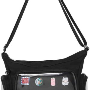 Canvas Ita Bag Crossbody Shoulder Bag Kawaii Purses and Handbags with Anime Pins Display
