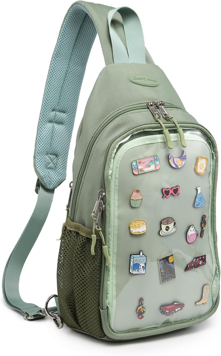 CHERRY SAUCE Kawaii Oxford Ita Bag Pin Display Chest Pack Shoulder Bag Sport Backpack Hiking Daypack - Image 2