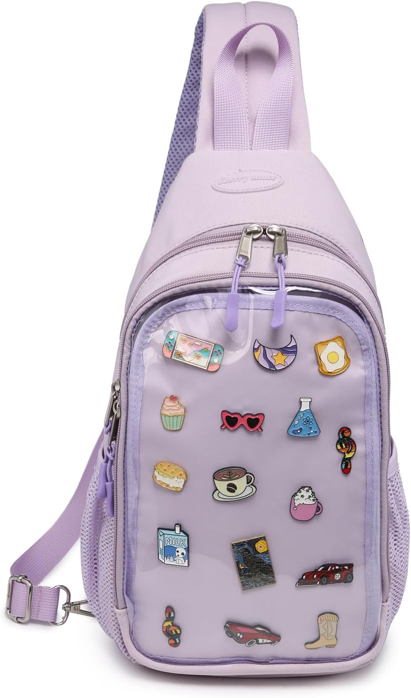 CHERRY SAUCE Kawaii Oxford Ita Bag Pin Display Chest Pack Shoulder Bag Sport Backpack Hiking Daypack - Image 10