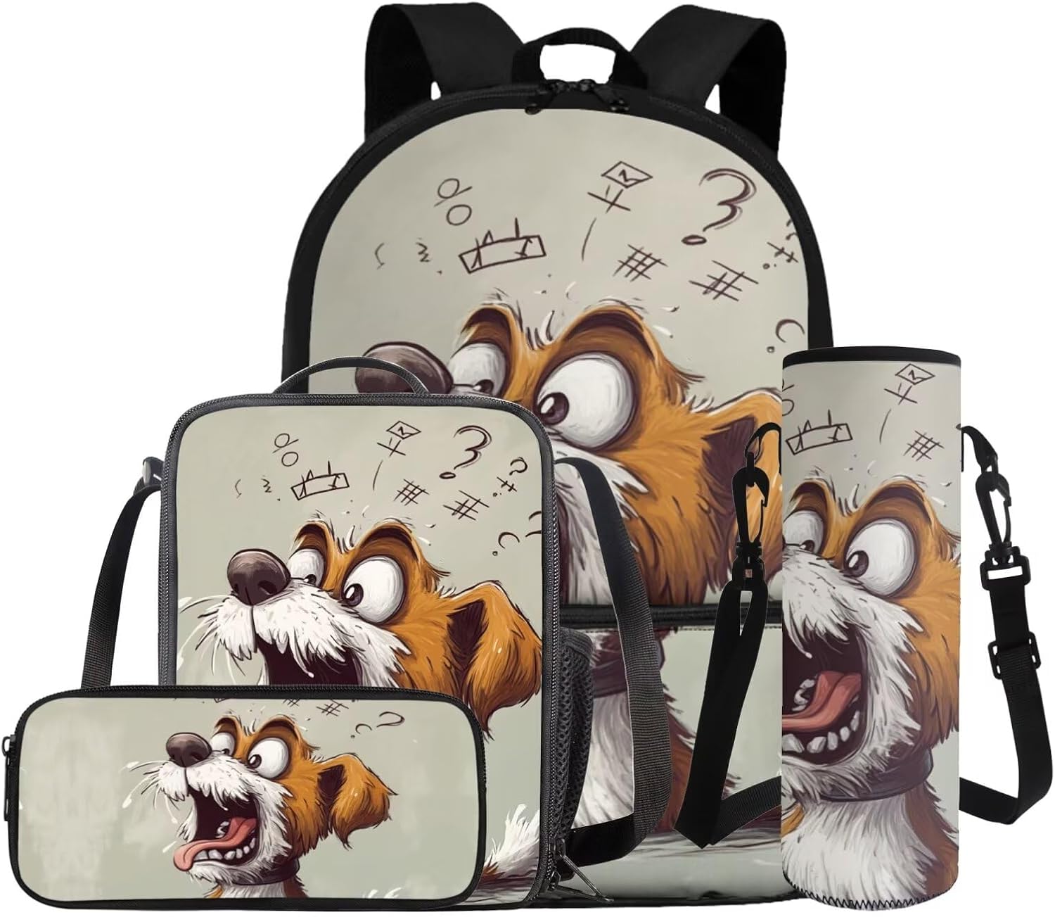 COEQINE Girls Backpack with Water Bottle Cat Listen To Music Pattern Kawaii Lunch Bag for Kids School Backpacks Pencil Case Sleeve Kindergarten 17 Inch Bookbag Elementary 4 Pcs - Image 30