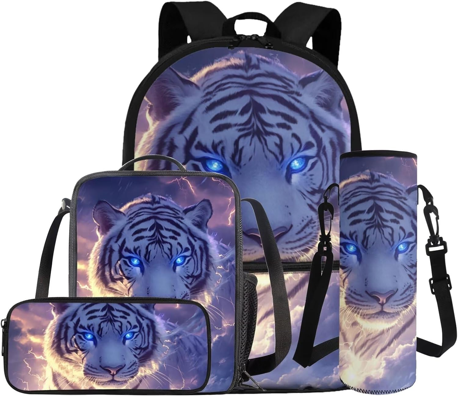 COEQINE Girls Backpack with Water Bottle Cat Listen To Music Pattern Kawaii Lunch Bag for Kids School Backpacks Pencil Case Sleeve Kindergarten 17 Inch Bookbag Elementary 4 Pcs - Image 25