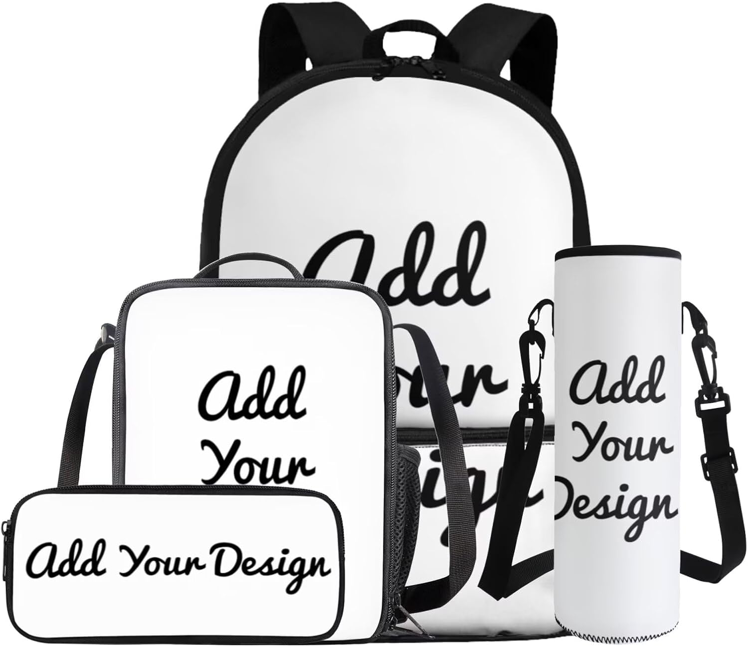 COEQINE Girls Backpack with Water Bottle Cat Listen To Music Pattern Kawaii Lunch Bag for Kids School Backpacks Pencil Case Sleeve Kindergarten 17 Inch Bookbag Elementary 4 Pcs - Image 34