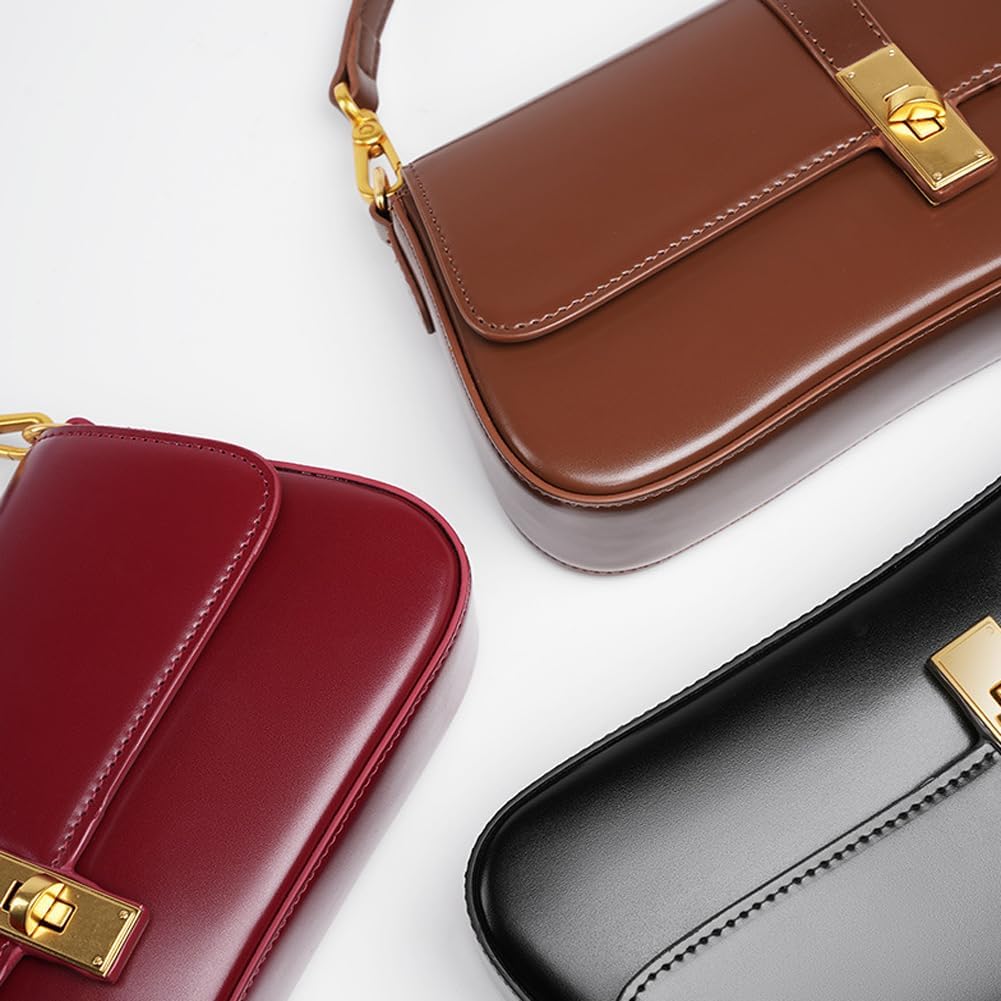 Cowhide armpit women's bag versatile single shoulder crossbody bag size 12 * 5 * 6cm - Image 3