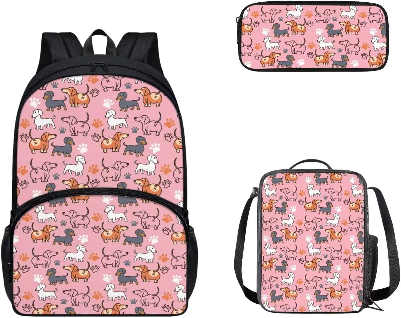 Cozeyat Kawaii Dog School Backpack Girls Set Bookbag with Lunch Bag & Pencil Case Pink Donuts Bookbags Middle Elementary Preschool Kindergarten School Supplies for Kids - Image 25