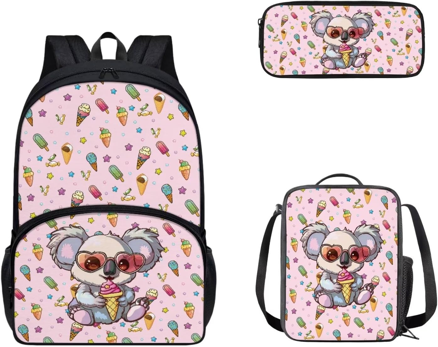 Cozeyat Kawaii Dog School Backpack Girls Set Bookbag with Lunch Bag & Pencil Case Pink Donuts Bookbags Middle Elementary Preschool Kindergarten School Supplies for Kids - Image 28