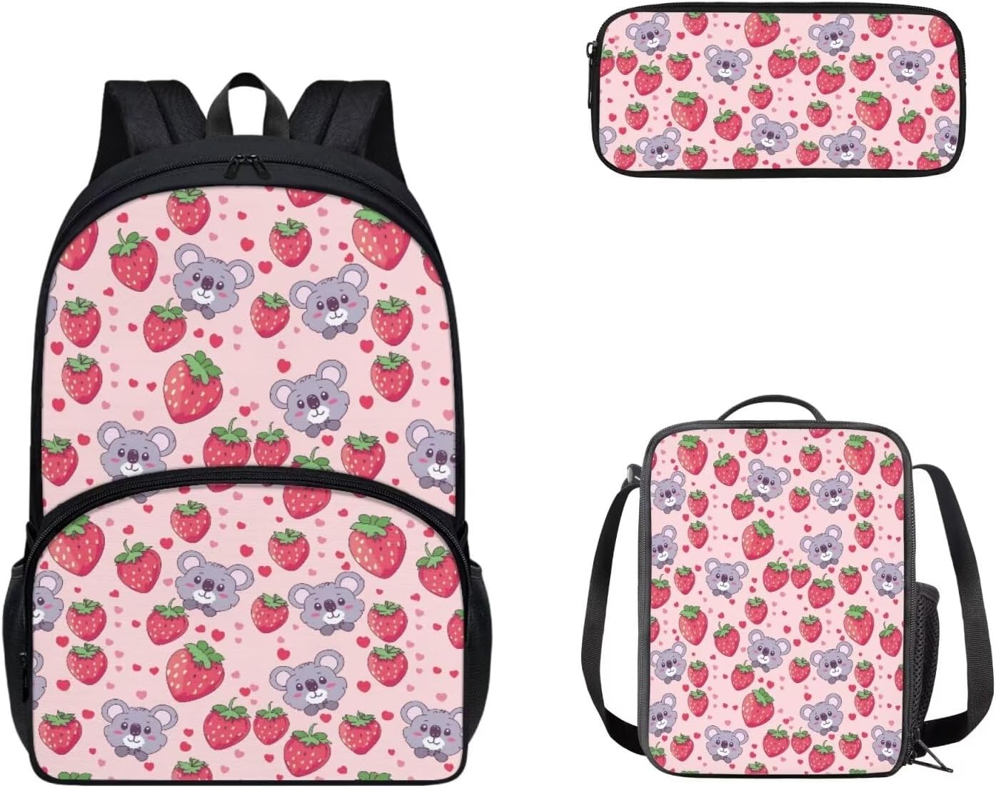 Cozeyat Kawaii Dog School Backpack Girls Set Bookbag with Lunch Bag & Pencil Case Pink Donuts Bookbags Middle Elementary Preschool Kindergarten School Supplies for Kids - Image 15