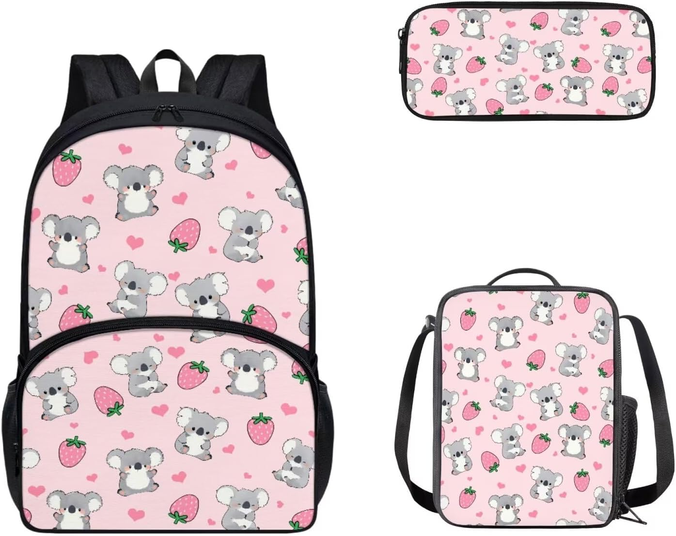 Cozeyat Kawaii Dog School Backpack Girls Set Bookbag with Lunch Bag & Pencil Case Pink Donuts Bookbags Middle Elementary Preschool Kindergarten School Supplies for Kids - Image 11