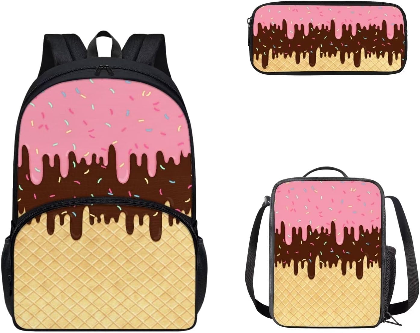 Cozeyat Kawaii Dog School Backpack Girls Set Bookbag with Lunch Bag & Pencil Case Pink Donuts Bookbags Middle Elementary Preschool Kindergarten School Supplies for Kids - Image 23