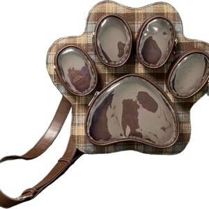 Cute Cat Paw Design Ita Bag Kawaii Pink Cat Ita Bag Y2k School Bag Backpack for Girl with Pin Doll Display for Cat Lover(E)