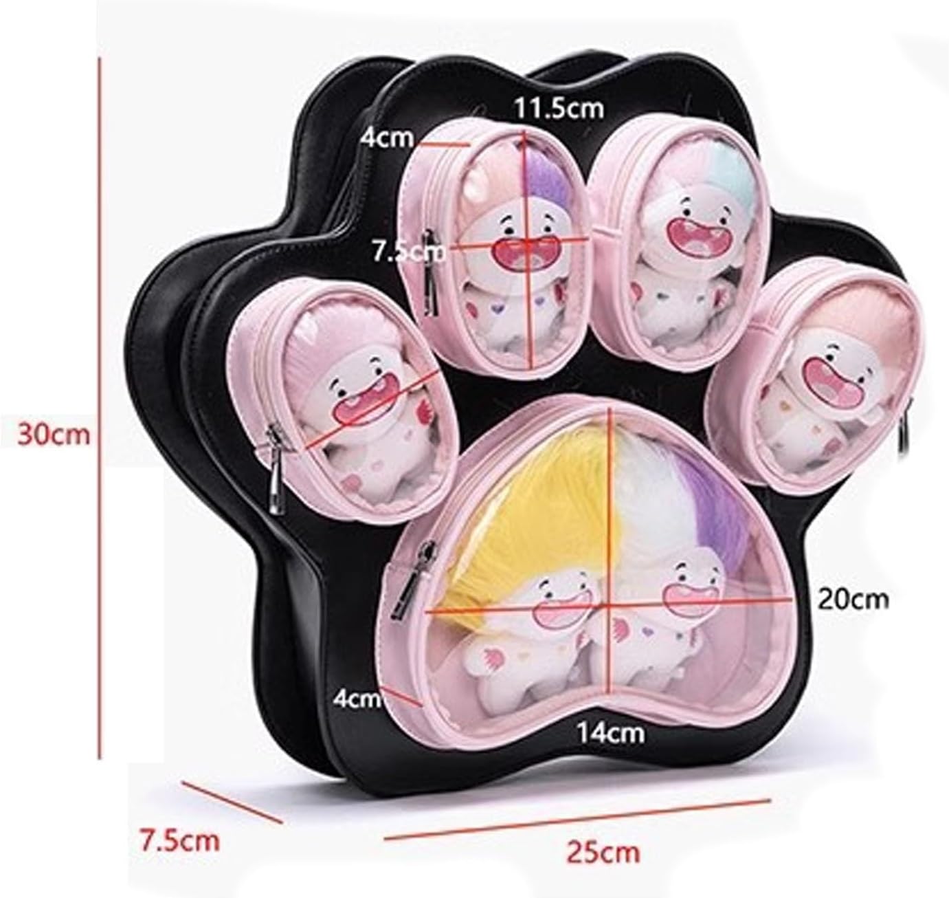 Cute Cat Paw Design Ita Bag Kawaii Pink Cat Ita Bag Y2k School Bag Backpack for Girl with Pin Doll Display for Cat Lover(E) - Image 7