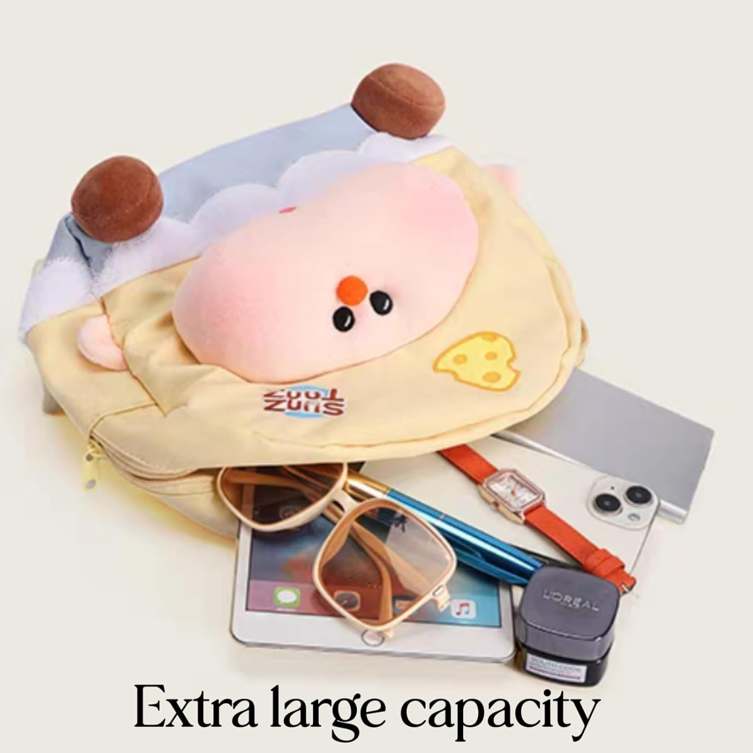 Cute Plush Anime Backpack for Women, Korean Fashion Soft Stuffed Animal Shoulder Bag with Star & Apple Details, Casual Bag for Daily Shopping Travel - Image 9