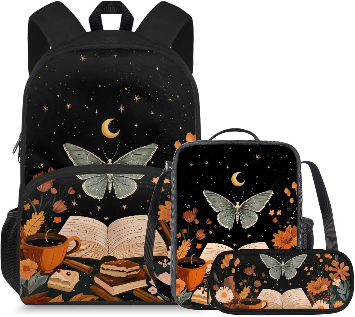 doginthehole Cute Owl Moon Backpack for Girls Kawaii Large Capacity Kids School Bag with Lunch Bag 3 Piece Lightweight Bookbag for Girls 7-8 for Elementary School Casual Travel Book Bags - Image 9