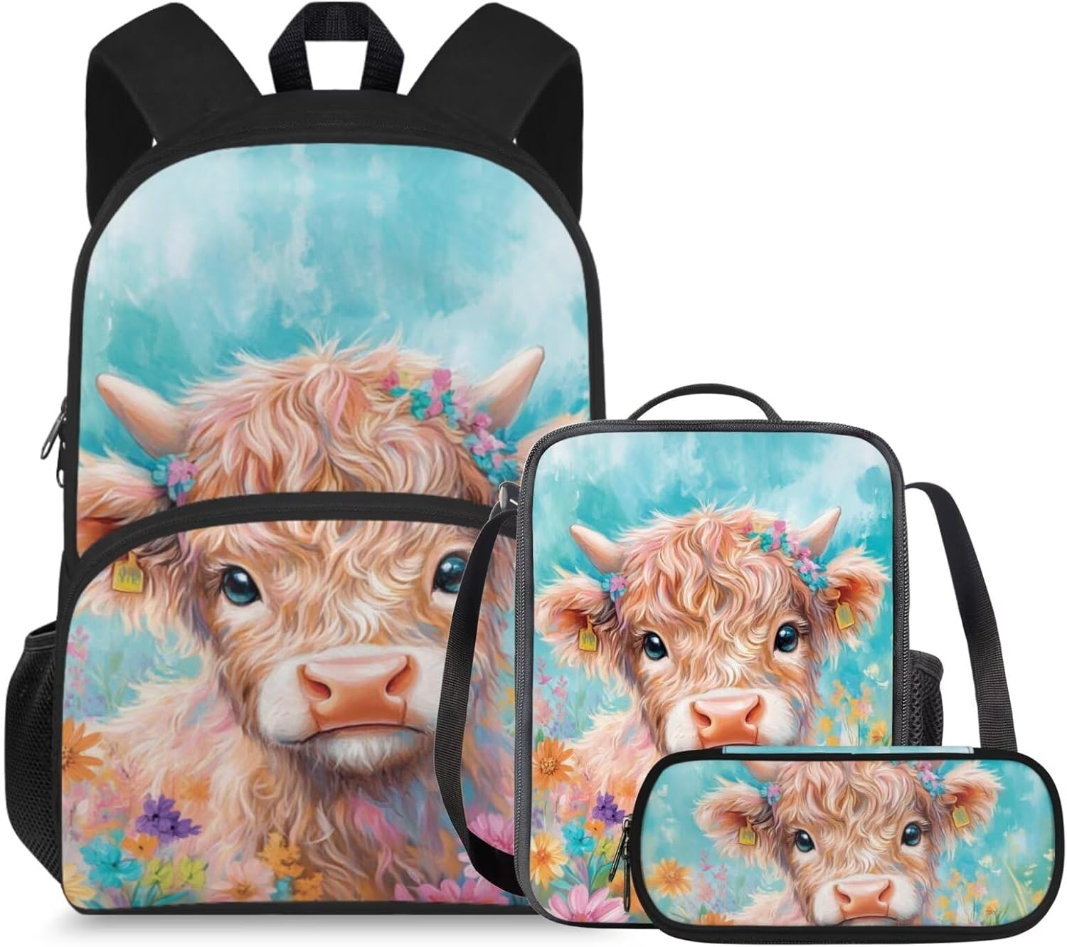 doginthehole Cute Owl Moon Backpack for Girls Kawaii Large Capacity Kids School Bag with Lunch Bag 3 Piece Lightweight Bookbag for Girls 7-8 for Elementary School Casual Travel Book Bags - Image 18