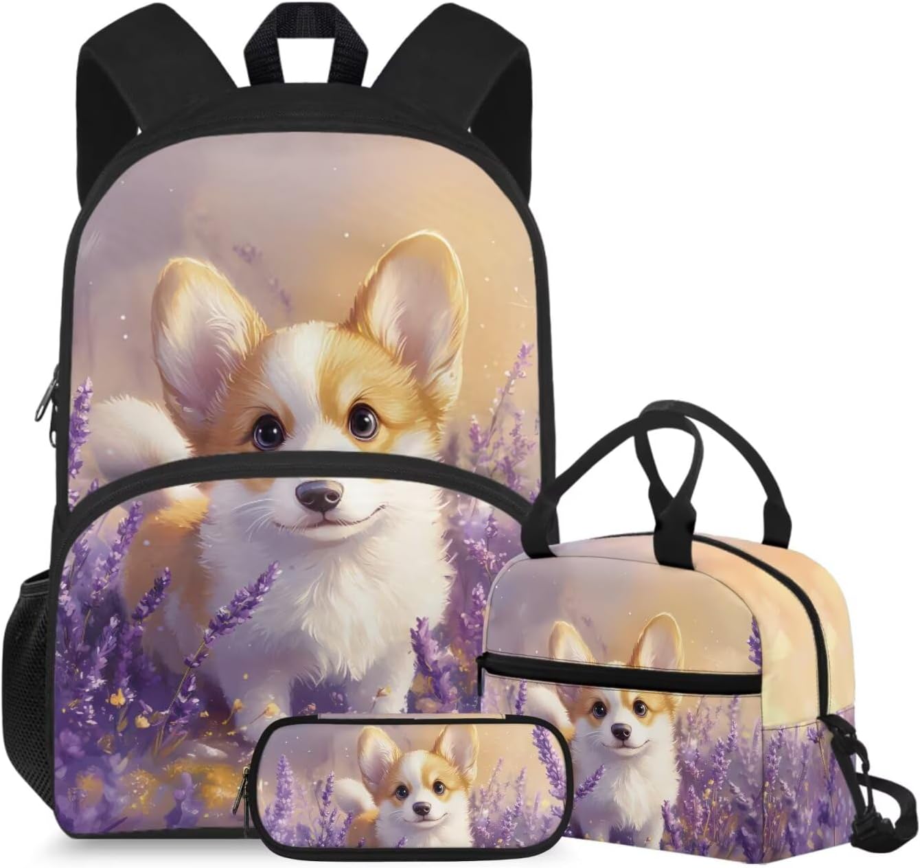 doginthehole Cute Puppy Backpack for Kids Kawaii Dachshund Bookbag for Girls with Lunch Box 3 Piece Lightweight Girls School Backpacks Ages 6-8 for Preschool Elementary School Kids Canvas Bags - Image 16