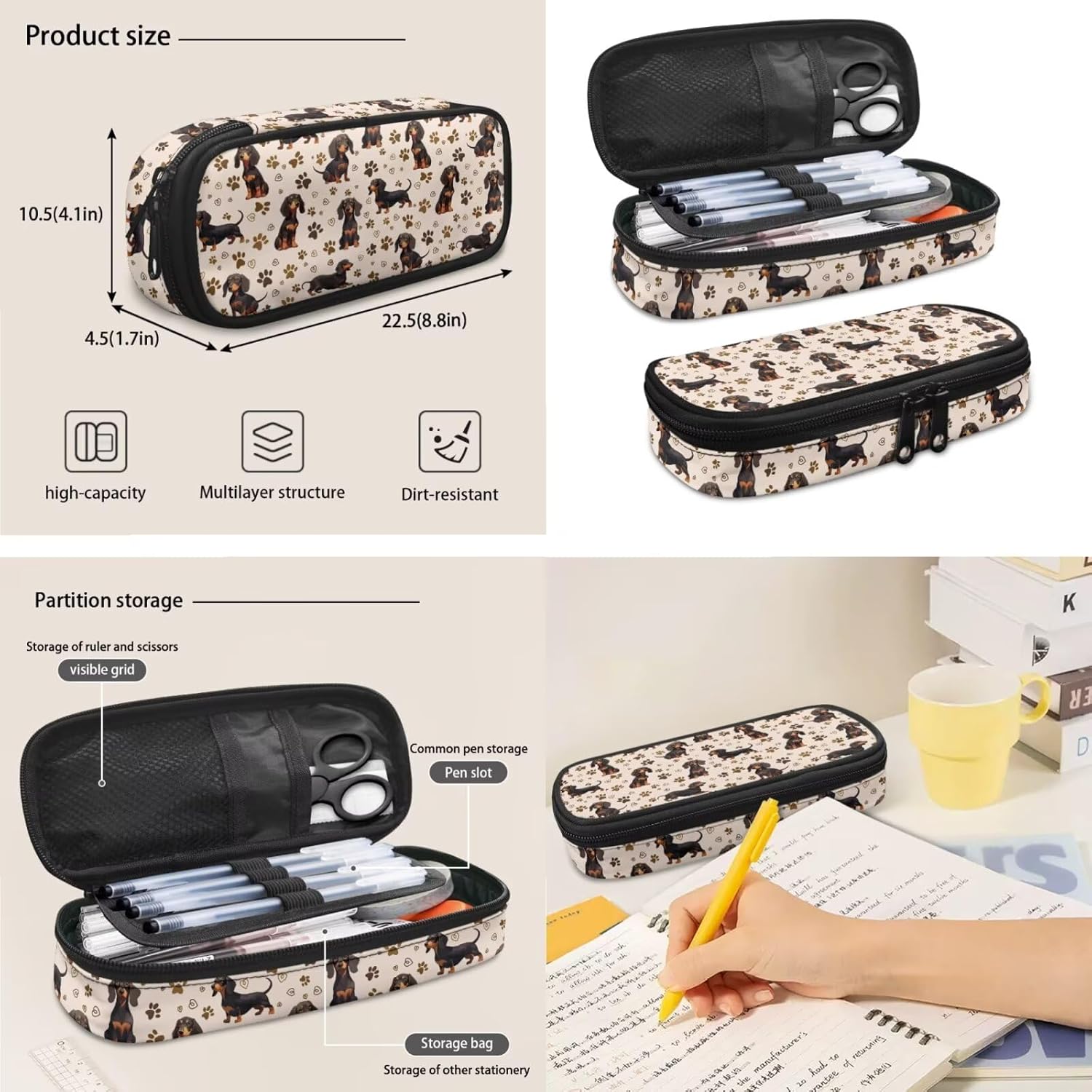 doginthehole Cute Puppy Backpack for Kids Kawaii Dachshund Bookbag for Girls with Lunch Box 3 Piece Lightweight Girls School Backpacks Ages 6-8 for Preschool Elementary School Kids Canvas Bags - Image 3