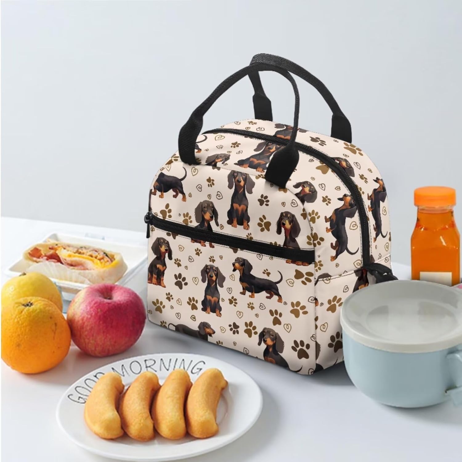 doginthehole Cute Puppy Backpack for Kids Kawaii Dachshund Bookbag for Girls with Lunch Box 3 Piece Lightweight Girls School Backpacks Ages 6-8 for Preschool Elementary School Kids Canvas Bags - Image 2