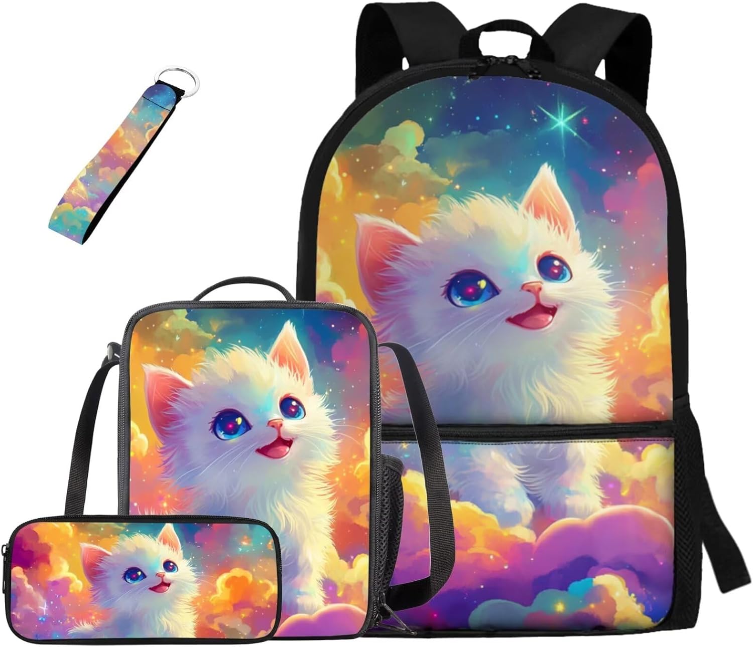 doginthehole Cute Yak Lambie School Backpack for Girls Kawaii Girls School Bag and Lunch Box 4-in-1 Lightweight Book Bags for Girls 8-12 for Preschool Elementary School Kids Bookbag Keychains - Image 30