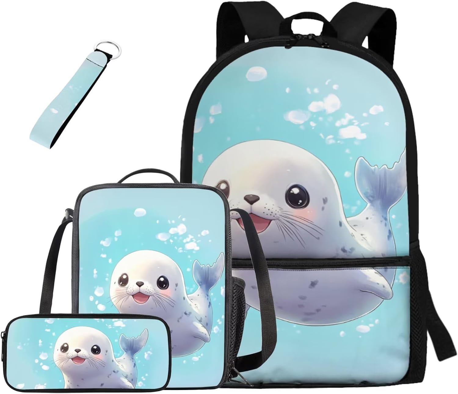 doginthehole Cute Yak Lambie School Backpack for Girls Kawaii Girls School Bag and Lunch Box 4-in-1 Lightweight Book Bags for Girls 8-12 for Preschool Elementary School Kids Bookbag Keychains - Image 10