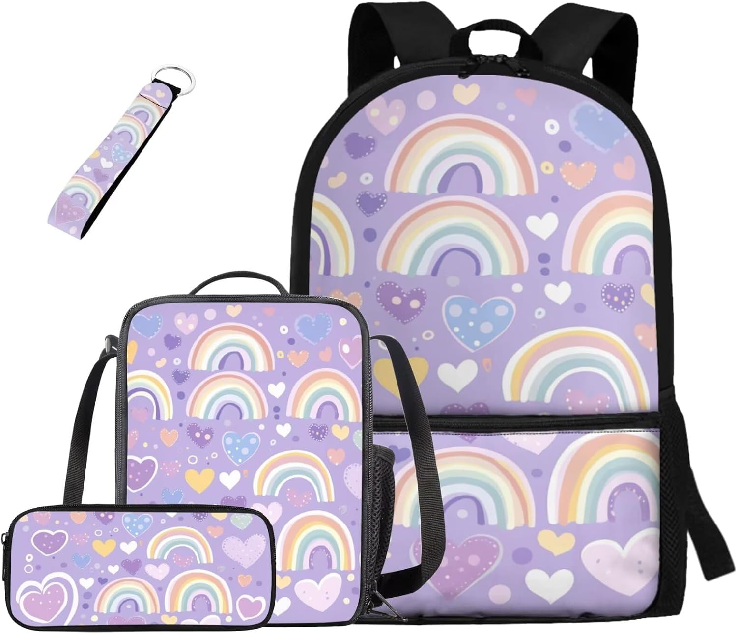 doginthehole Cute Yak Lambie School Backpack for Girls Kawaii Girls School Bag and Lunch Box 4-in-1 Lightweight Book Bags for Girls 8-12 for Preschool Elementary School Kids Bookbag Keychains - Image 18