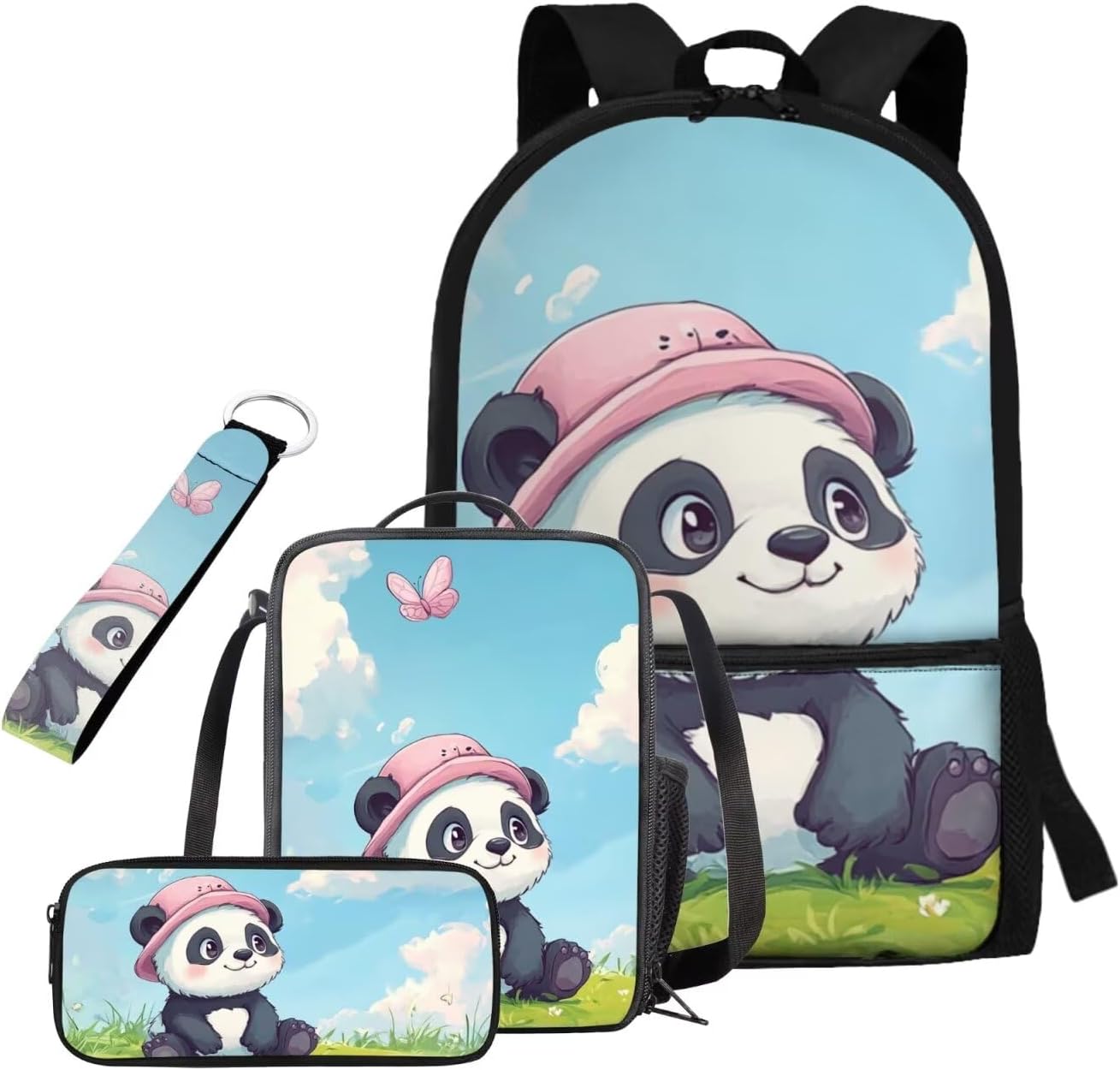 doginthehole Cute Yak Lambie School Backpack for Girls Kawaii Girls School Bag and Lunch Box 4-in-1 Lightweight Book Bags for Girls 8-12 for Preschool Elementary School Kids Bookbag Keychains - Image 8
