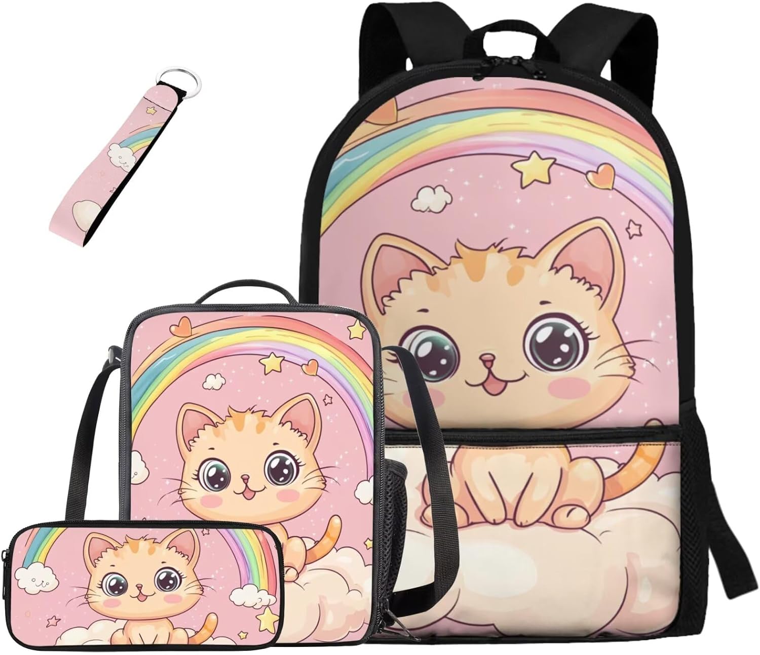 doginthehole Cute Yak Lambie School Backpack for Girls Kawaii Girls School Bag and Lunch Box 4-in-1 Lightweight Book Bags for Girls 8-12 for Preschool Elementary School Kids Bookbag Keychains - Image 24