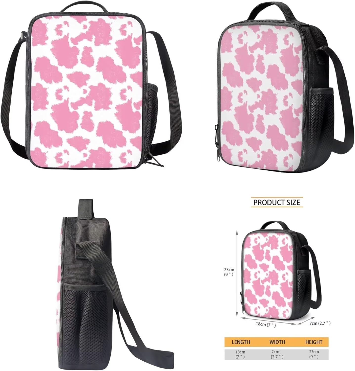 doginthehole Pink Cow Backpack for Girls Kids Cute School Bookbag with Lunch Box and Pencil Pouch Kawaii Schoolbag Students Satchel Daypack Rucksack for Preschool Kindergarten Middle High School - Image 4