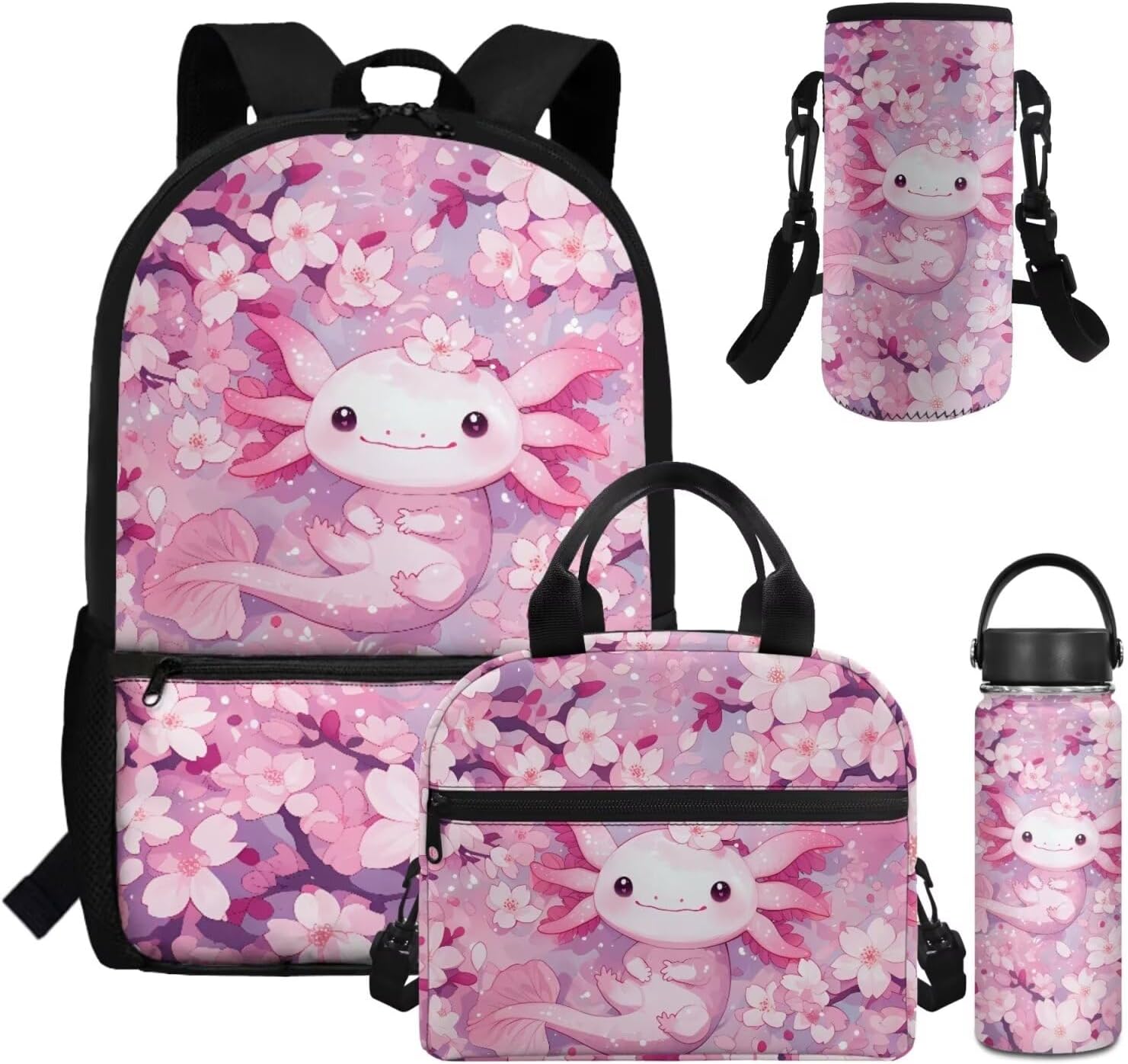 Dolyues Cherry Blossom Koala Girls Backpack Purses for Kids 9-10 Kawaii Backpack for Girls Large School Bag 4pcs with Water Bottle and Cover for Travel - Image 8