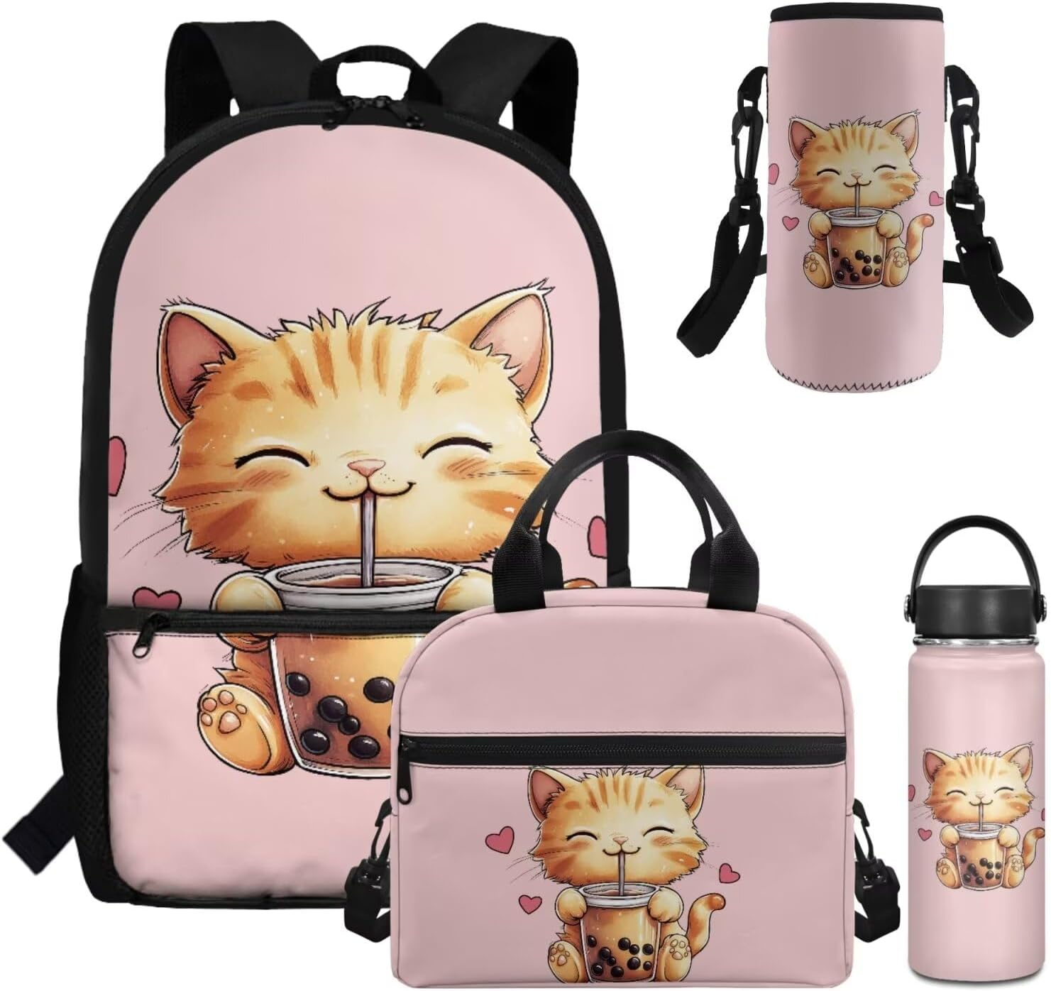 Dolyues Cherry Blossom Koala Girls Backpack Purses for Kids 9-10 Kawaii Backpack for Girls Large School Bag 4pcs with Water Bottle and Cover for Travel - Image 25