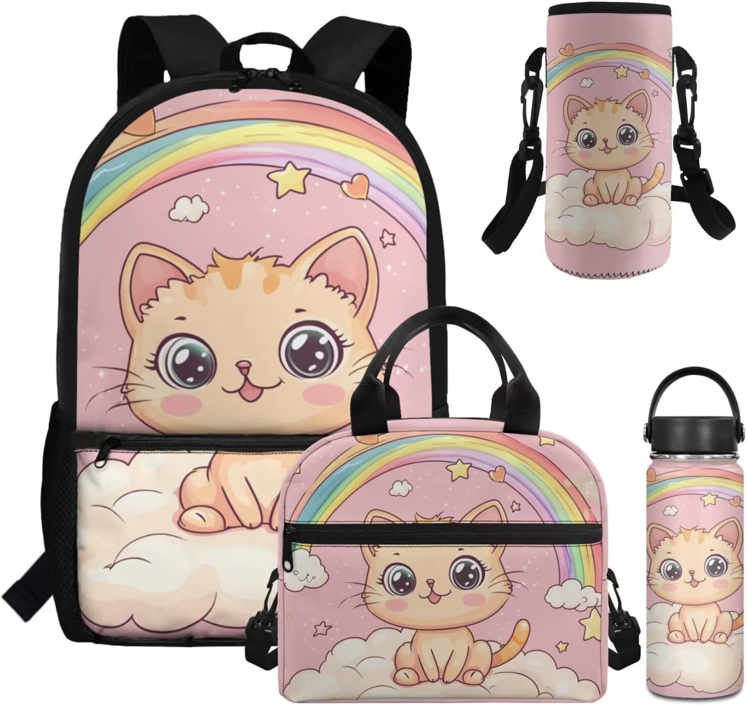 Dolyues Cherry Blossom Koala Girls Backpack Purses for Kids 9-10 Kawaii Backpack for Girls Large School Bag 4pcs with Water Bottle and Cover for Travel - Image 26