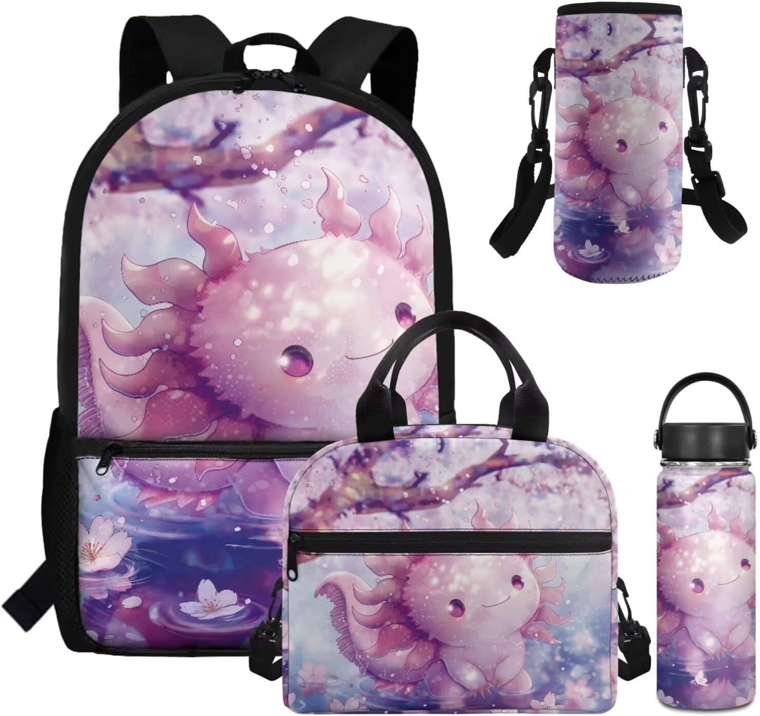 Dolyues Cherry Blossom Koala Girls Backpack Purses for Kids 9-10 Kawaii Backpack for Girls Large School Bag 4pcs with Water Bottle and Cover for Travel - Image 18