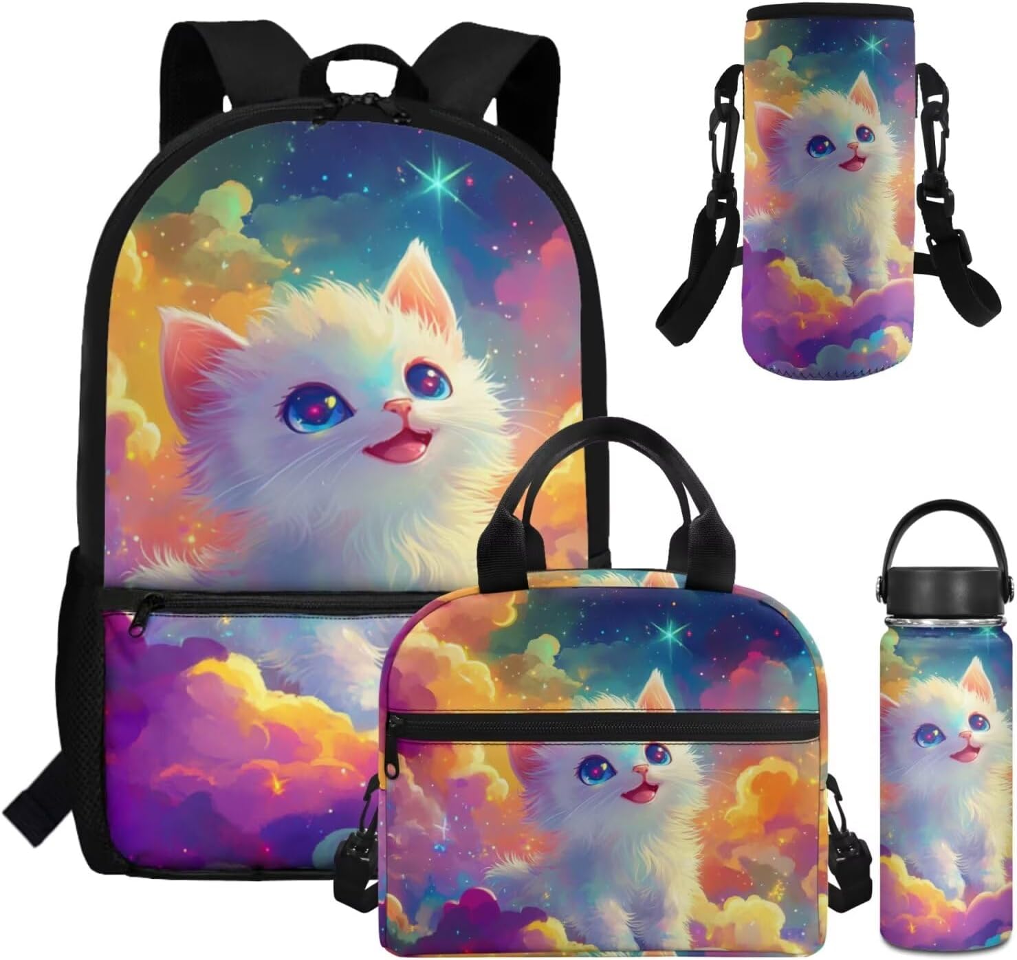 Dolyues Cherry Blossom Koala Girls Backpack Purses for Kids 9-10 Kawaii Backpack for Girls Large School Bag 4pcs with Water Bottle and Cover for Travel - Image 22