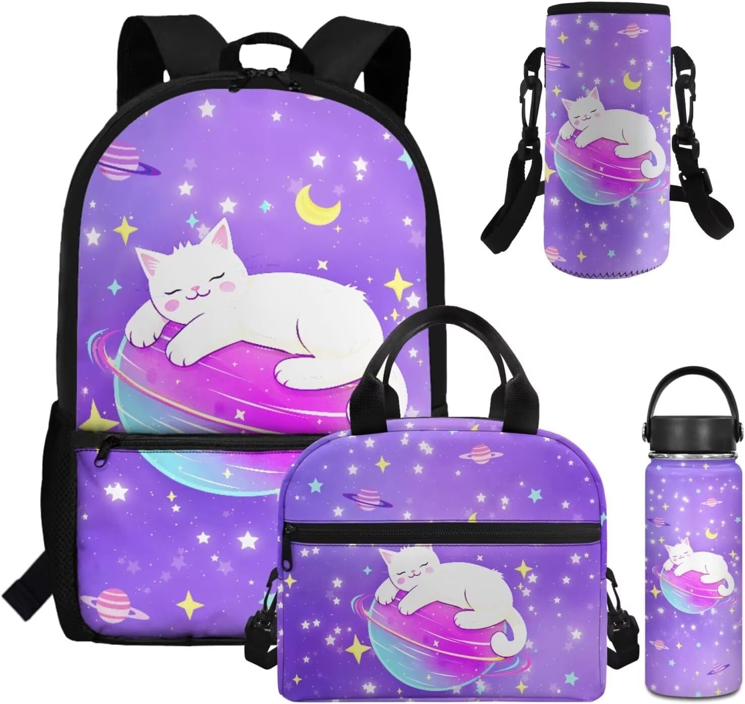 Dolyues Cherry Blossom Koala Girls Backpack Purses for Kids 9-10 Kawaii Backpack for Girls Large School Bag 4pcs with Water Bottle and Cover for Travel - Image 32