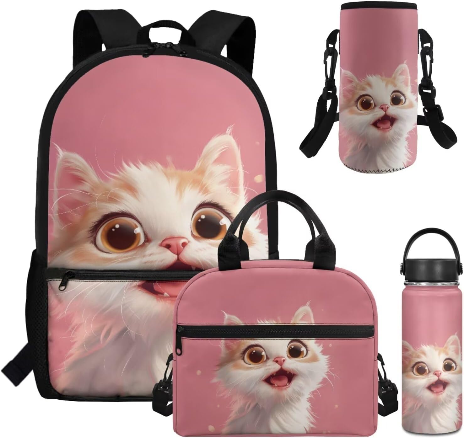 Dolyues Cherry Blossom Koala Girls Backpack Purses for Kids 9-10 Kawaii Backpack for Girls Large School Bag 4pcs with Water Bottle and Cover for Travel - Image 17