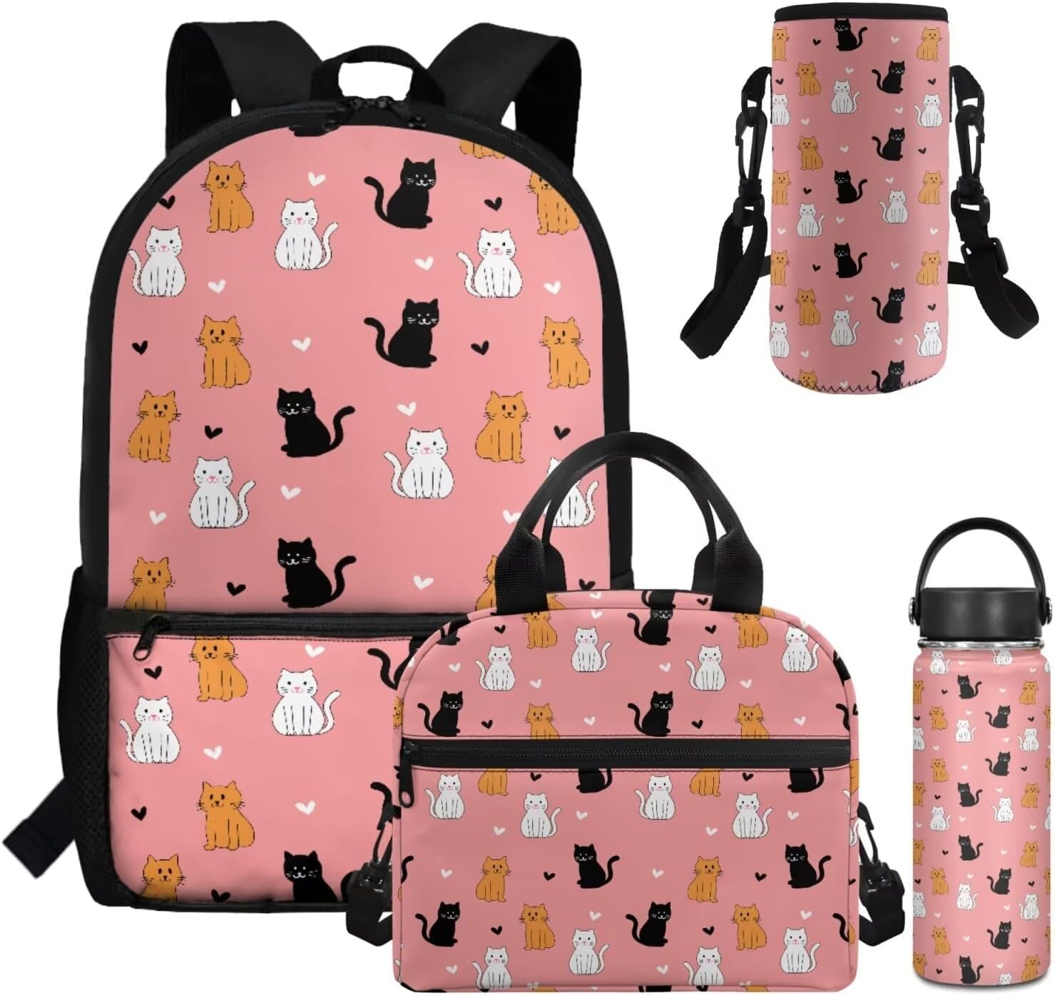 Dolyues Cherry Blossom Koala Girls Backpack Purses for Kids 9-10 Kawaii Backpack for Girls Large School Bag 4pcs with Water Bottle and Cover for Travel - Image 14