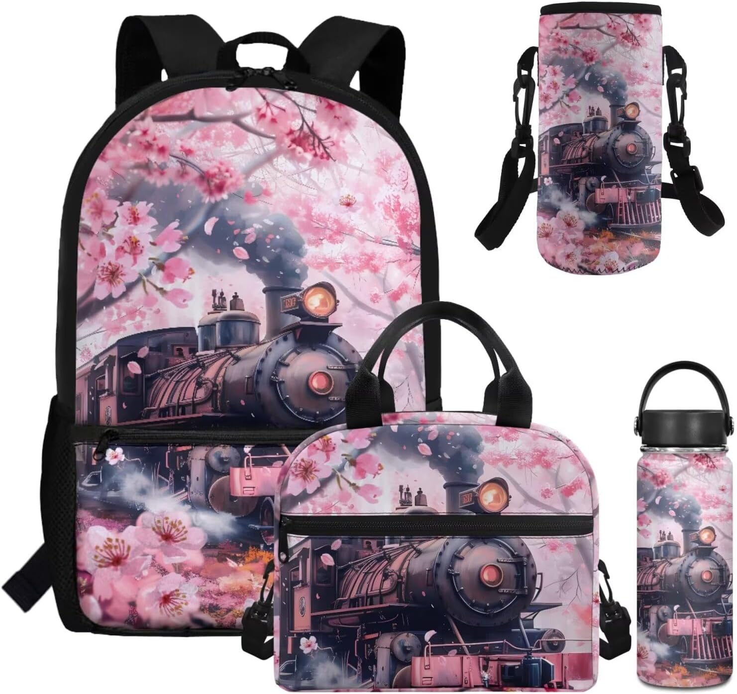 Dolyues Cherry Blossom Koala Girls Backpack Purses for Kids 9-10 Kawaii Backpack for Girls Large School Bag 4pcs with Water Bottle and Cover for Travel - Image 36