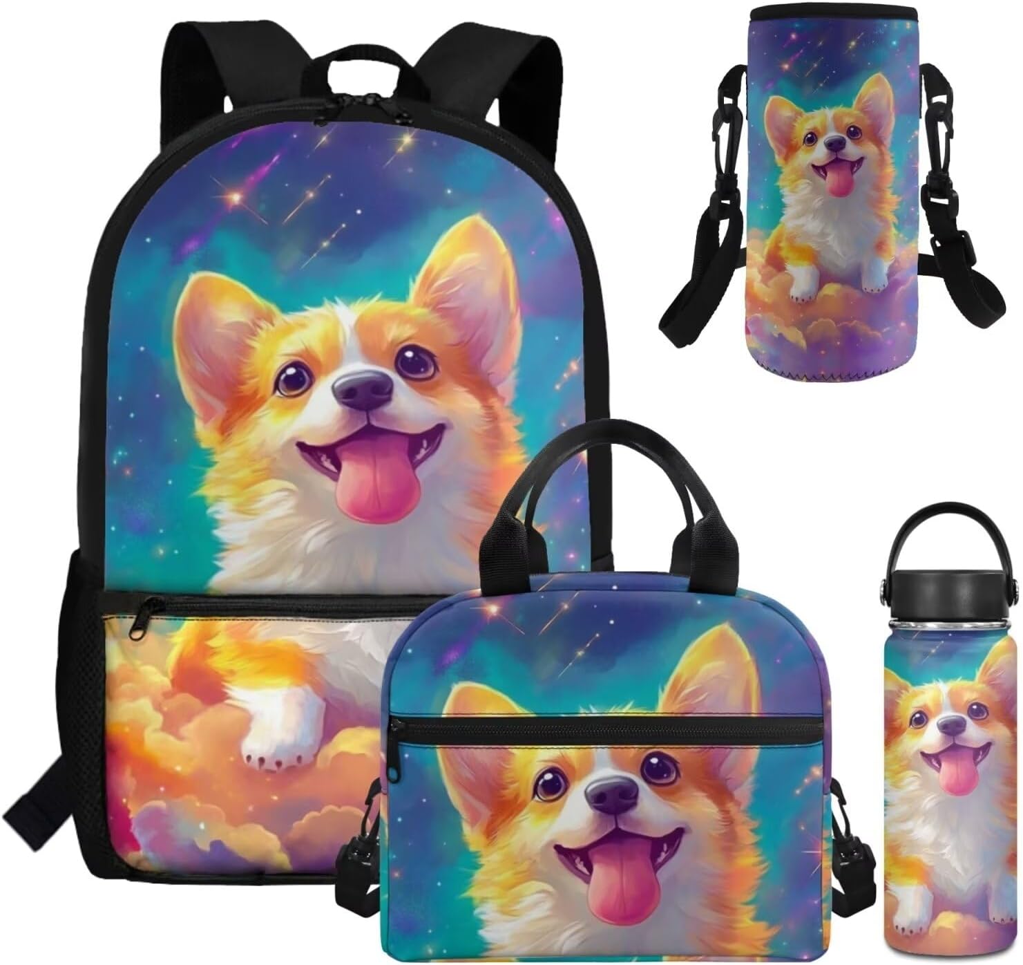 Dolyues Cherry Blossom Koala Girls Backpack Purses for Kids 9-10 Kawaii Backpack for Girls Large School Bag 4pcs with Water Bottle and Cover for Travel - Image 27