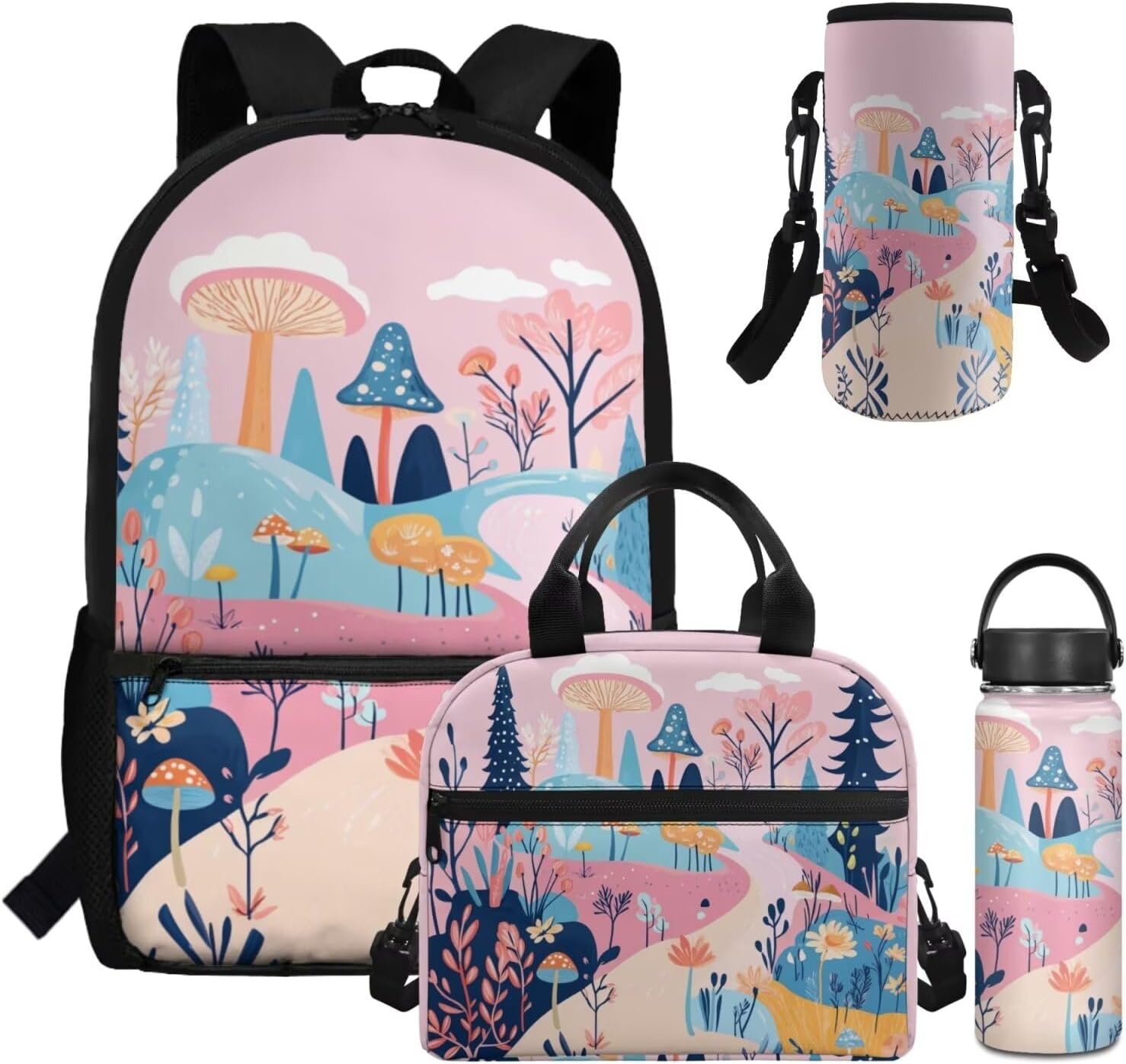 Dolyues Cherry Blossom Koala Girls Backpack Purses for Kids 9-10 Kawaii Backpack for Girls Large School Bag 4pcs with Water Bottle and Cover for Travel - Image 20