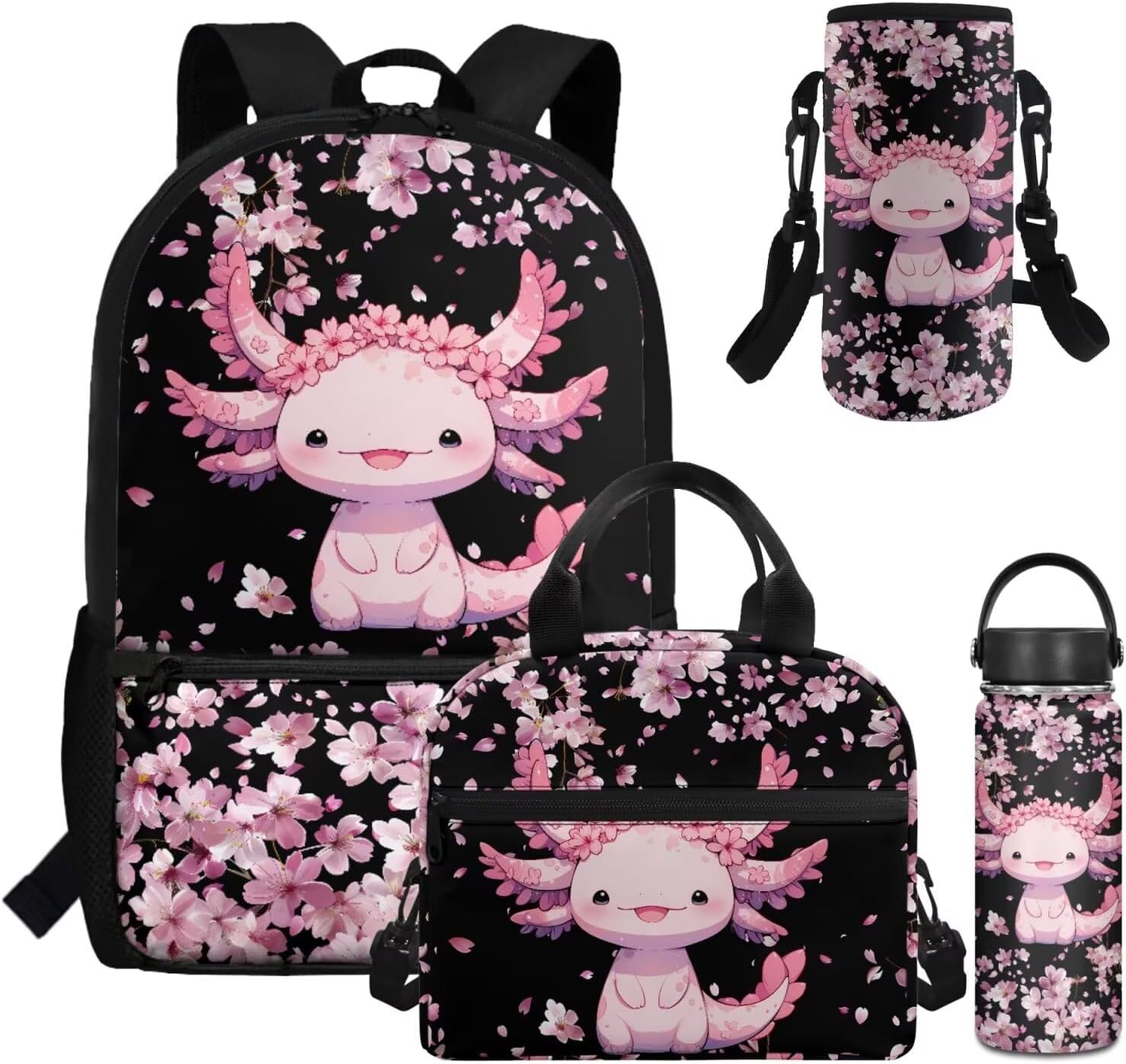 Dolyues Cherry Blossom Koala Girls Backpack Purses for Kids 9-10 Kawaii Backpack for Girls Large School Bag 4pcs with Water Bottle and Cover for Travel - Image 30